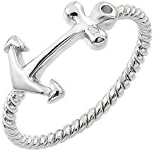 Sterling Silver Anchor Rope Ring