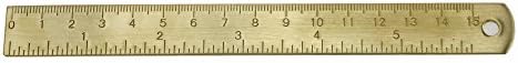 SINDBIN 6 Inch Vintage Brass Handy Straight Ruler - Durable Tiny Ruler - Cm Inch Dual Scales (Brass)