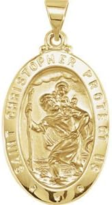 14K Yellow-Hollow St. Christopher Medal