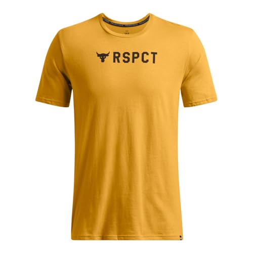Under Armour Men’s Project Rock Respect Short Sleeve T Shirt, (711) Golden Yellow / / Black, 5X-Large