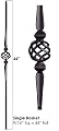 44" x 9/16" Single Basket Gothic Iron Balusters Iron Spindles Metal Stair Parts Hollow. Satin Black (Pack of 15pcs.)