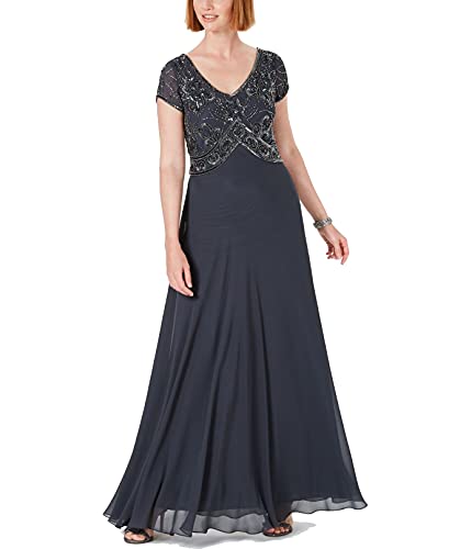 JKara Womens Gray Chiffon Embellished 