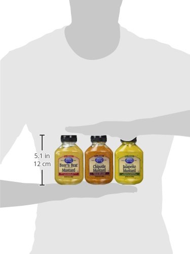 Silver Spring All Natural Mustard 3 Flavor Variety Bundle: (1) Silver Spring Beer'n Brat Horseradish Mustard, (1) Silver Spring Rich And Smoky Chipotle Mustard, and (1) Silver Spring Tangy & Spicy Jalapeno Mustard, 9.5 Oz. Ea. (3 Total)