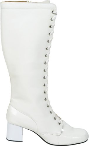 Adult White Lace Up Zipper Boots (Sz: Medium 7-8)
