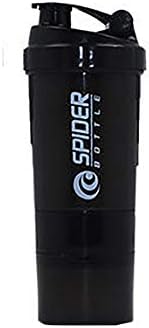 Sports & Outdoors Multifunctional Shaker Bottle with Protein Powder Compartment Cup Fitness Portable Layered 500ml (Black)