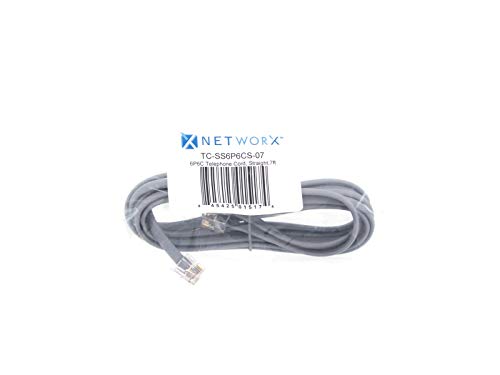 Networx RJ11 6 Conductor Straight Wired Modular Telephone Cable-7 Feet