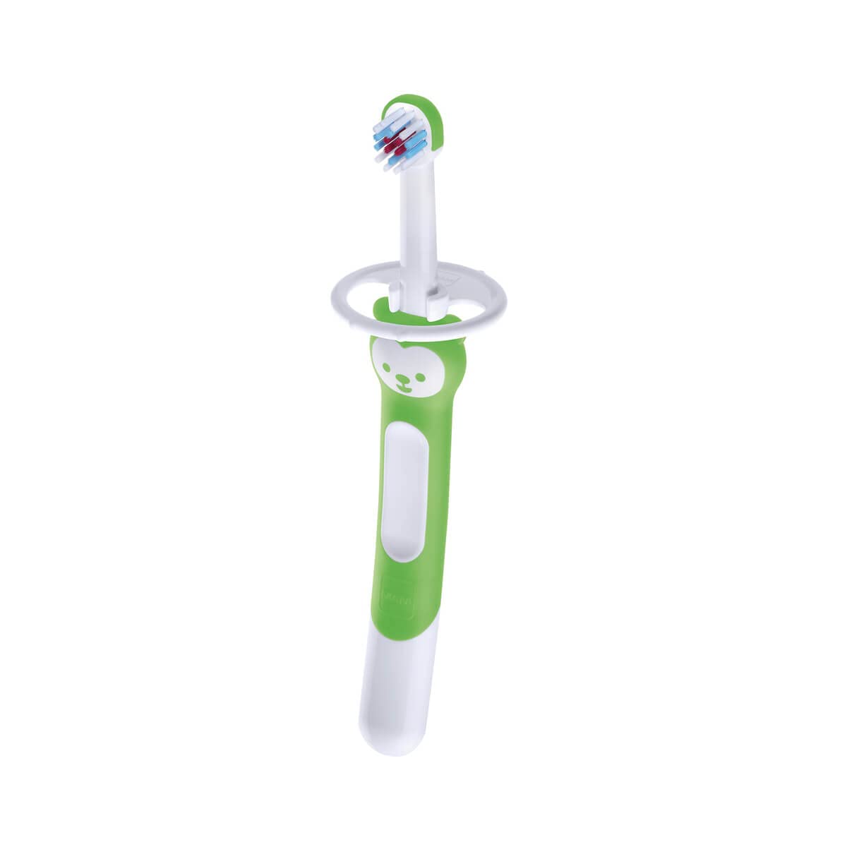 MAM Baby Toothbrush, Extra Long Handle, Ergonomic and Non-Slip, Ideal for First Teeth, with Safety Guard, Very Small Head and Extra Soft Bristles, Neutral, Pack of 1