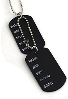 Grenf® Fashion Birthday Gift Titanium Steel Army Style Double Dog Tag Bead Chain Necklace Color Drop Oil Men Necklace 2pcs Pendant for Students