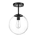 Light Society Zeno Globe Semi Flush Mount Ceiling Light, Clear Glass with Black Finish, Contemporary Mid Century Modern Style Lighting Fixture (LS-C176-BK-CL)