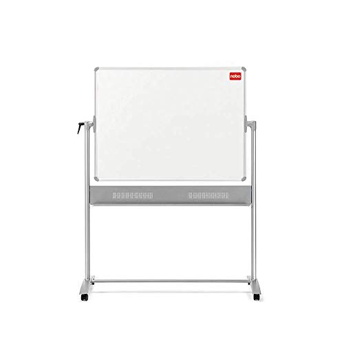 Nobo Basic Melamine Mobile Dry Wipe Whiteboard with Horizontal Pivot (Flips Top to Bottom), 1200 x 900 mm, White, 1905239
