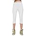 DIAMONDKIT Stretch Cotton Capri Crop Leggings Tights (L, White)