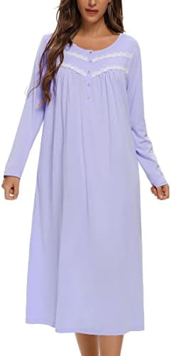 women turning leaves soft modal flowy night dress reviews Y2K Casual Nightgowns for Women Soft Cotton Sleepwear Floral House Dress Long Sleeve Comfy Night Dress (Apricot,One Size) at Amazon Women's Clothing store