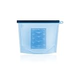 Wumal Reusable Seal Silicone Fresh Bag Food Storage Bag Airtight Container 1-Liter Fresh Bag,Versatile Cooking Bag,No-BPA(Blue)