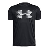 Under Armour Boys' Tech Big Logo Solid T-Shirt, Black (001)/Steel, Youth Large