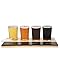 D'Eco Beer Tasting Flight Sampler Board - Set Includes Four 6 oz Pilsner Craft Brew Glasses & Wooden Paddle w Chalkboard - For Game Nights, Date Nights & Taste Testing Ales - Gift for Him