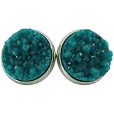 Summerfield Collection Silver-tone Faux Druzy Stone Stud Earrings 10mm