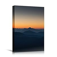 Canvas Wall Art Mountain Sunset Coastal Orange Photography Relax/Calm Romantics Sunset Warm - 12x18 inches