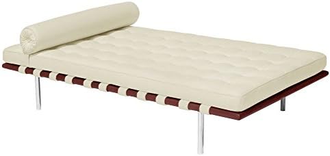 Alphaville Classic Romano Top Grain Italian Leather Daybed 72" with Rosewood Frame - Ivory