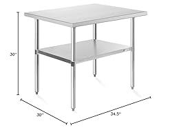 KUTLER Stainless Steel Table 30 x 48 Inches, NSF