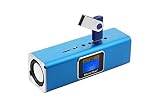 Technaxx MusicMan - Altavoz portátil con pantalla LCD (USB, MP3, radio FM, micro SD), color azul