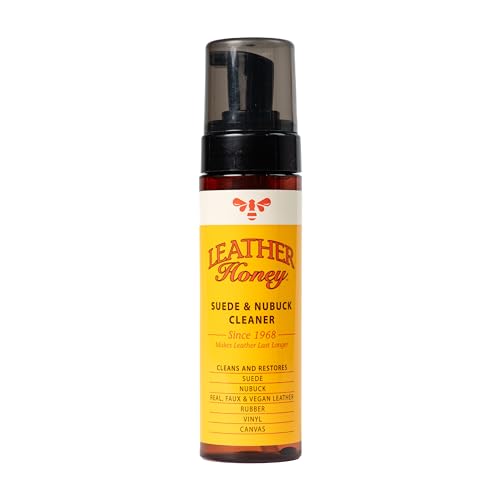 Leather Honey Limpiador de piel de gamuza de miel – Cuidado de gamuza y nobuk de calidad. Fabricado en los Estados Unidos desde 1968 - Limpiador de gamuza para zapatos, botas, chaquetas, Uggs, bolsos, bolsos y más,