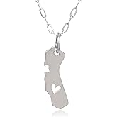 EnCharmed Sterling Silver Heart of California Charm Necklace, West Coast Girl Golden State Pendant Jewelry, 18"