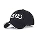 JDclubs Audi Logo Embroidered Adjustable Baseball Caps for Men and Women Hat Travel Cap Car Racing Motor Hat (Black)