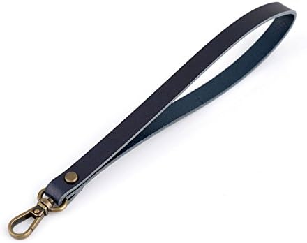 Richbud Vegetable Leather Replacement Wristlet Strap Swivel Trigger Clip Snap Lobster Claw Clasp Handmade Lanyard 10-6 Bronze (Navy)