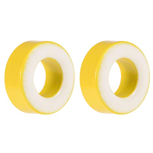 uxcell Toroid Core, Ferrite Chokes Ring Iron Powder Inductor Ferrite Rings, Yellow White 2pcs, 8.2 x 15.5 x 6.2mm - Thumbnail 4
