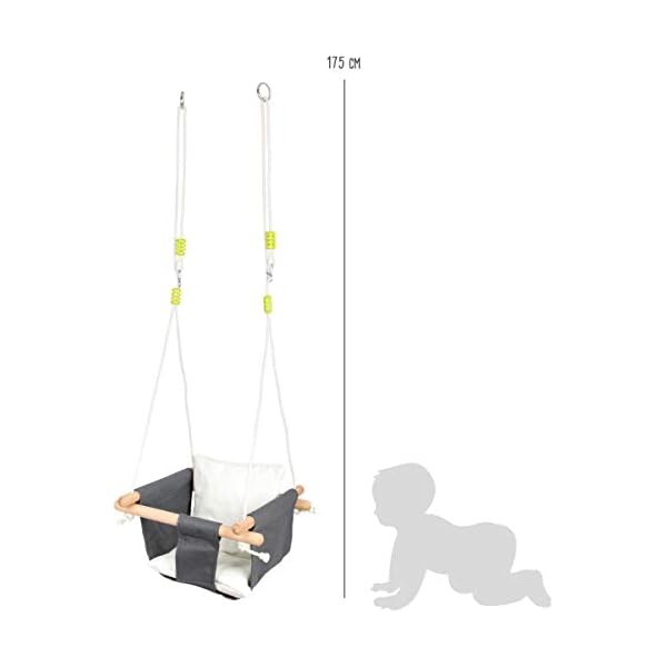 small foot Babyschaukel Komfort aus Holz und Stoff, mit längenverstellbaren Seilen, für Draußen & Drinnen, 11584 – Bild 5
