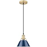Golden Lighting Orwell 1-Light Mini Pendant in Brushed Champagne Bronze with Matte Navy