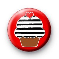EMO STRIPED BLACK AND WHITE CUPCAKE Pinback Button 1.25" Pin / Badge