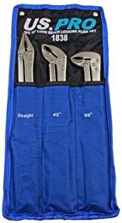 US PRO Tools 3 Piece 15" Flat & Curved Jaw Long Reach Locking Mole Grip Pliers 1838, Blue - Image 4