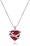 Sterling Silver Created Ruby and Created White Sapphire Wrapped Heart Pendant Necklace, 18"
