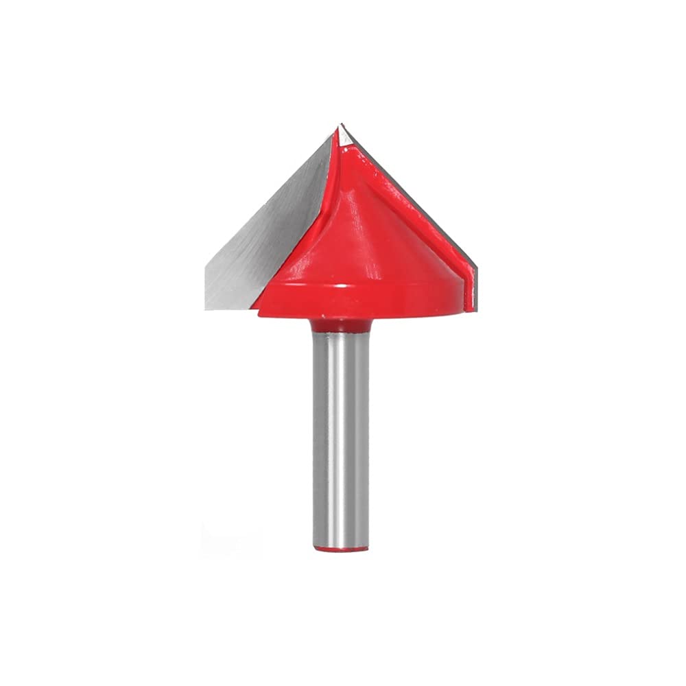 ExcInter 8mm Shank V-Groove Router Bit, 1 Pcs 90° Diameter 38mm 3D V Shape CNC Engraving Cutting Woodworking Cleaning Milling Router Bit