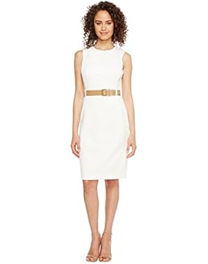 Calvin Klein Womens Belted Scuba Sheath Dress