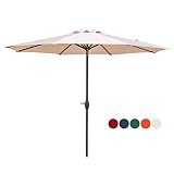 HASLE OUTFITTERS Patio Umbrella 9FT Table Umbrella Outdoor Market Umbrella with Tilt Adjustment and Crank Lift System Beige