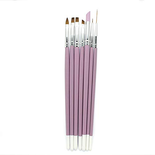 Siusio 7 Pcs Nail Art Brush, Nails Art Supplies Acrylic Nails Polish Kit Accessories, Detail Dotting Paint Tool for Short Strokes, Blending, Elongated Lines - Thumbnail 3