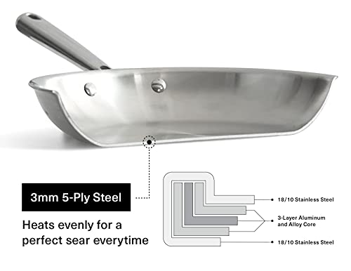 Misen - Sartén De Acero Inoxidable De 5 Capas, Para Dorar Y Saltear