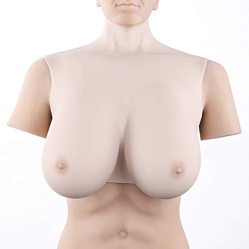 FAYUN Fake Full Solid Boobs Silicone Breast Forms Prosthesis Transgender Crossdressing (F Cup, Ivory)