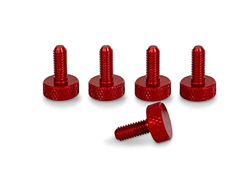 PrecisionGeek® M3 × 10 mm Thumb Screws – Red Anodised Aluminium – Knurled Head – Lightweight Hand Tightening Screws for Electronics, PC Builds, Enclosures & DIY Projects – Set of 5