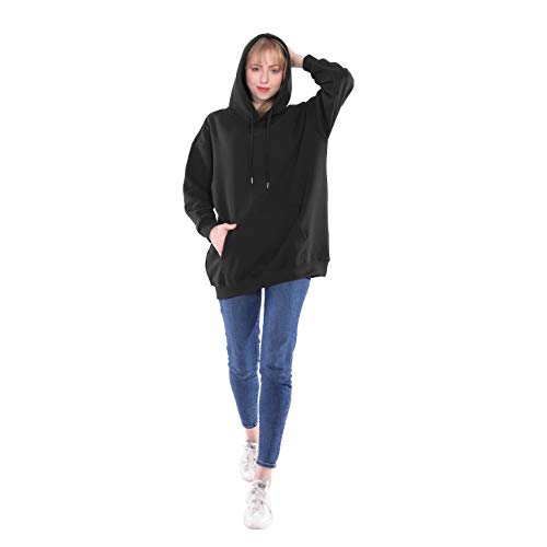 Lang Hoodies Dames Mode Zwart Wit Vlies Capuchon Sweatshirts met een Kap Pullover Oversized Grote Maat - Image 3