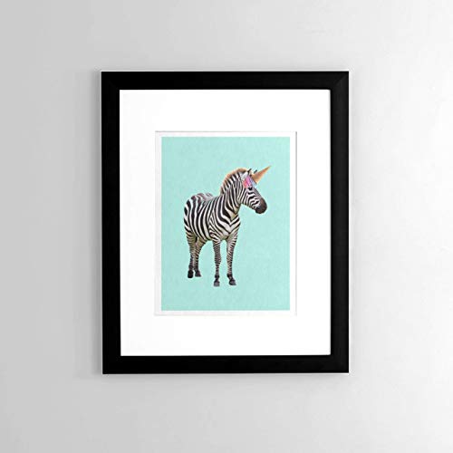 Zebra & Rainbow Ice Cream Cone Unicorn Art Print Poster - Fun Home & Bedroom Wall Art for Girl's Bedroom & Home Decor 11x14 inches, Unframed - Thumbnail 3