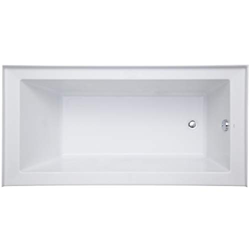Mirabelle MIRSKS6030RBS Sitka 60" X 30" Acrylic Soaking Bathtub for Three Wall Alcove Installations with Right Drain