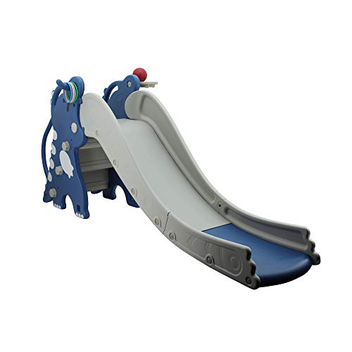 Sweety Toys 12763 freistehende Rutsche Dino Dinosaurier blau 3-in 1 Produkt Basketballspiel, Ringe werfen – Bild 3