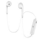 TOPLAY Wireless Sports Bluetooth Headphones, Earphones Stereo with Mic Bass Noise Cancellation Bluetooth V4.1 for Gym Running Workout 8 Hour Battery Noise Canceling Headsets (White)