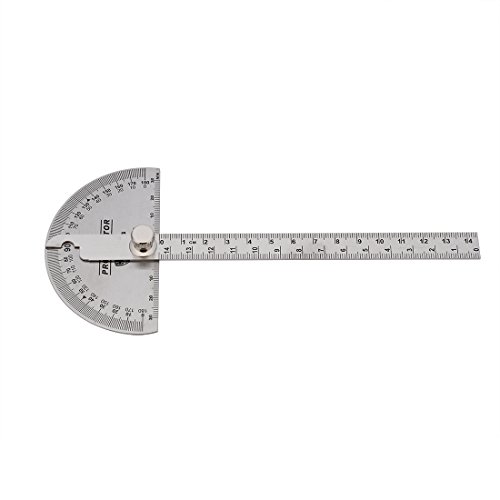 LTMS 078008 Stainless Steel Protractor 180 Degrees Angle Ruler Finder 140mm Metric Durable Metal Adjustable General Measuring Tool