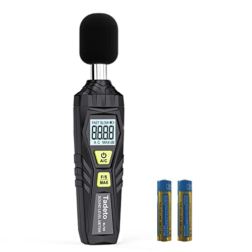Dezibel Messgerät, Tadeto Digital Tragbare Schallpegelmesser 30dB bis 130dB mit LCD-Display A/C Gewichtet für Heimwerkstätten