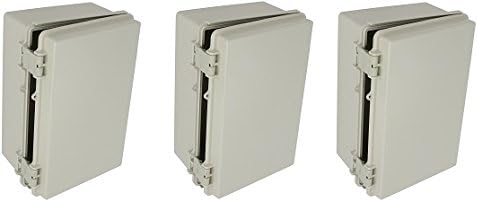BUD Industries NBF-32016 Plastic ABS NEMA Economy Box - Electrical Box for Indoor Uses - Industrial Box in Light Grey Finish with Solid Door Construction. Conduit and Fittings (3-(Pack))
