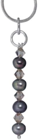 Lesley H Phillips925 Sterling Silver Austrian Crystal Beads and Pearl Pendant Handmade in UK Gift Wrapped